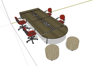 办公桌椅详细完整设计SU(草图大师)模型