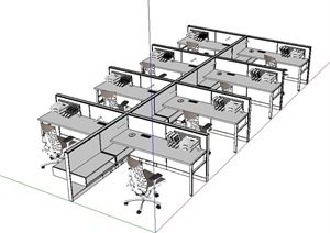 办公桌椅整体设计SU(草图大师)模型