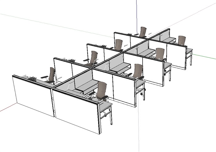 办公桌椅整体设计su模型(3)