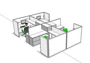 办公桌椅SU(草图大师)模型