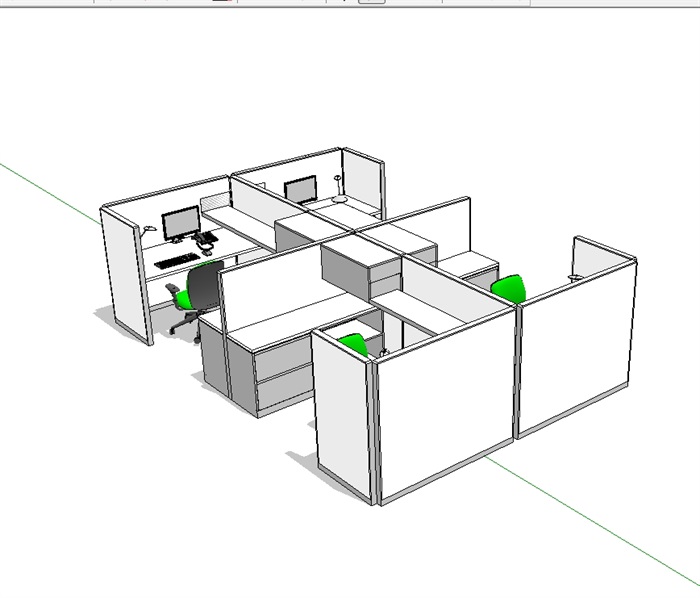 办公桌椅su模型(1)