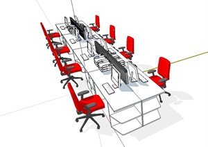工作办公桌椅SU(草图大师)模型