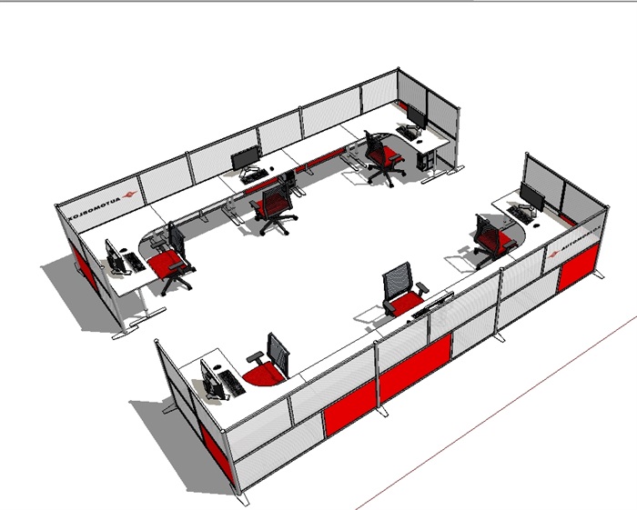 精致的室内办公桌椅su模型(2)