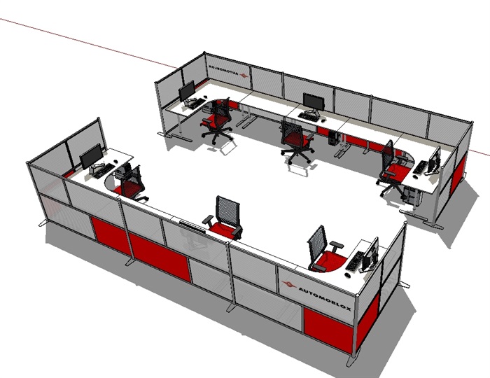 精致的室内办公桌椅su模型(3)