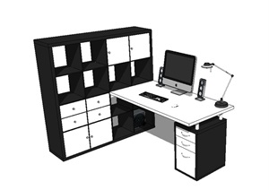 办公桌柜子设计SU(草图大师)模型
