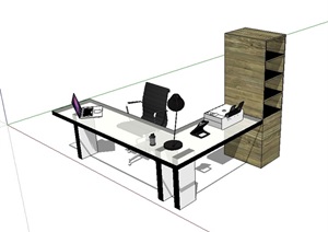 办公桌椅、书柜设计SU(草图大师)模型