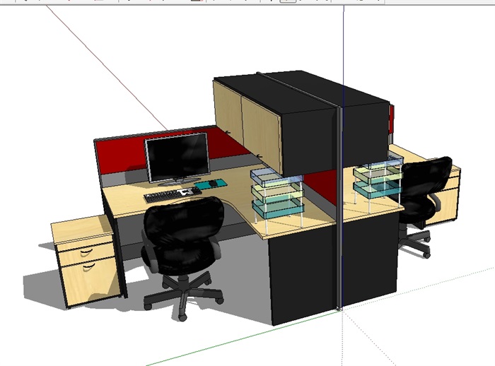办公桌椅完整独特设计su模型(2)