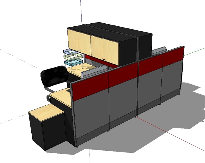 办公桌椅完整独特设计su模型(3)