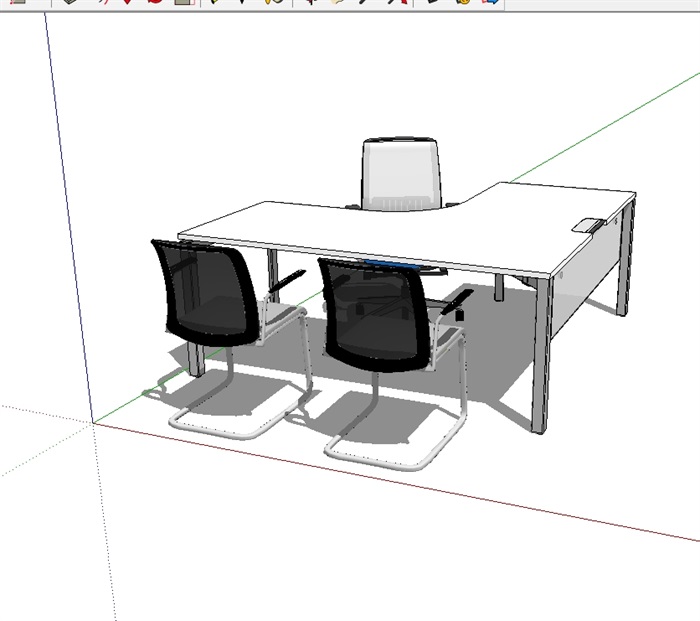 现代办公桌椅组合su模型(1)