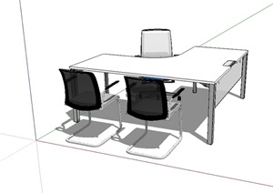 现代办公桌椅组合SU(草图大师)模型