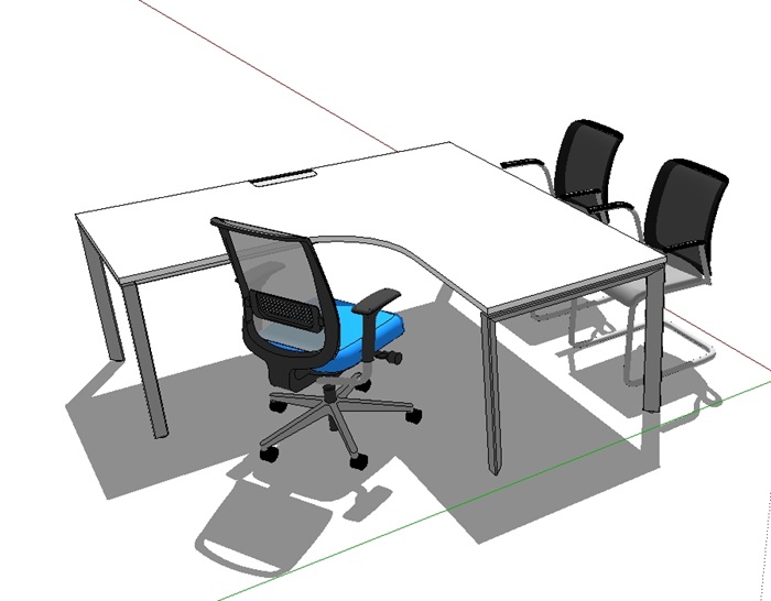 现代办公桌椅组合su模型(3)