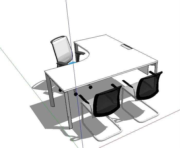 现代办公桌椅组合su模型(2)