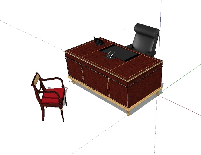 欧式老板办公桌椅su模型(1)