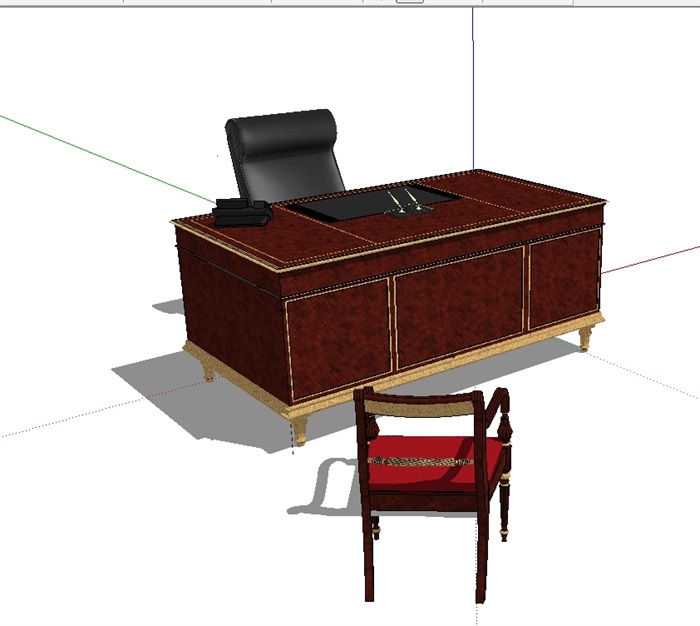 欧式老板办公桌椅su模型(2)