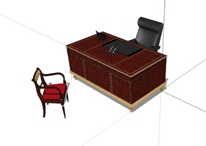 欧式老板办公桌椅SU(草图大师)模型