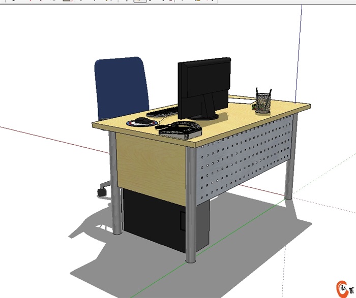 室内完整详细办公桌椅su模型(3)