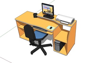 现代制图办公桌椅SU(草图大师)模型