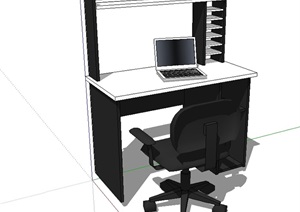 室内单人办公桌椅SU(草图大师)模型