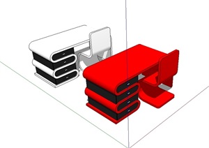 创意办公桌椅SU(草图大师)模型