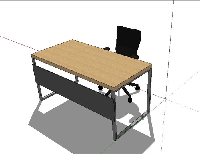 简约办公室内办公桌椅su模型(3)