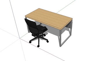 简约办公室内办公桌椅SU(草图大师)模型