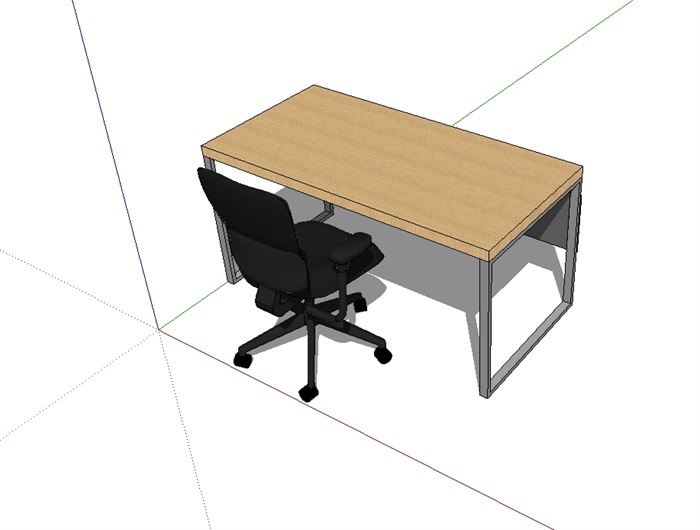 简约办公室内办公桌椅su模型(1)