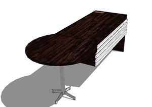 室内木质办公桌SU(草图大师)模型