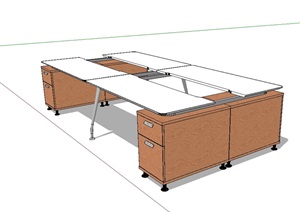 独特室内办公桌SU(草图大师)模型