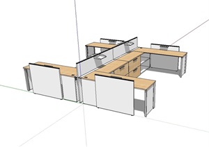 室内办公桌设计SU(草图大师)模型