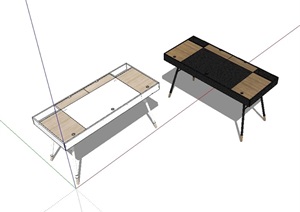 现代室内详细的办公桌SU(草图大师)模型