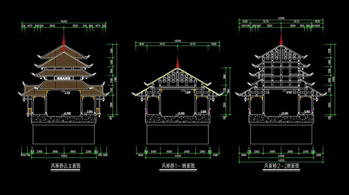 侗族风雨桥设计cad施工图