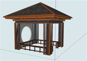 精品中式风格凉亭设计SU(草图大师)模型