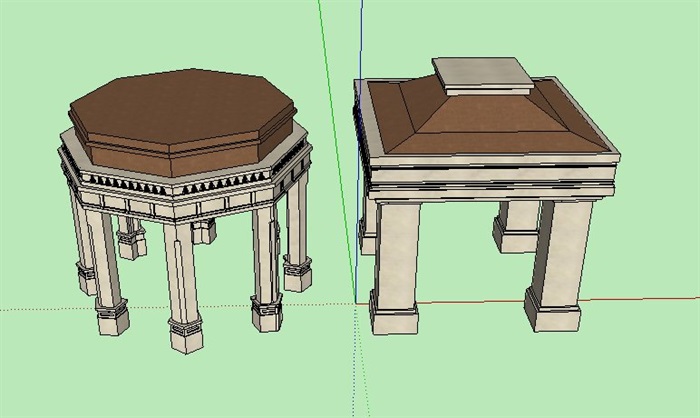 两款新古典风格凉亭设计su模型(3)