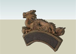 古典雕塑龙小品SU(草图大师)模型