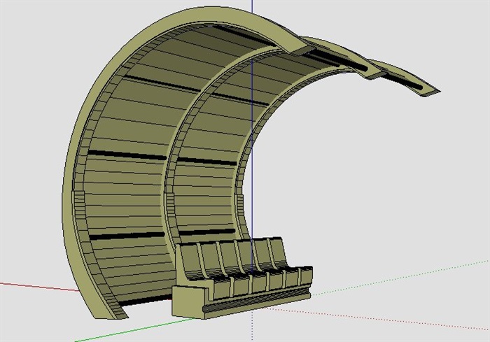 单边拱形凉亭设计su模型(2)