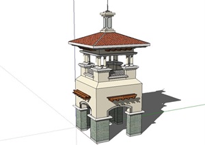 西班牙详细景观塔设计SU(草图大师)模型