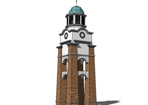 欧式完整的景观塔设计SU(草图大师)模型