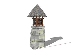 某欧式详细的放哨塔设计SU(草图大师)模型