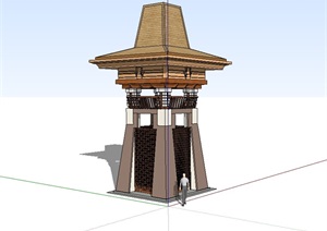 东南亚景观塔详细设计SU(草图大师)模型