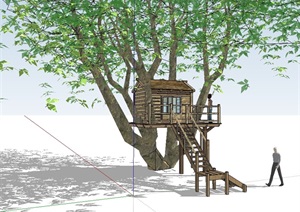 某木质树屋素材设计SU(草图大师)模型