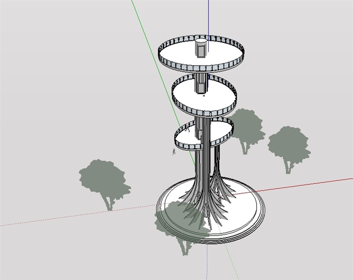现代详细完整的景观塔设计su模型(2)
