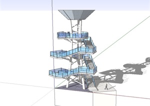 某详细独特景观塔设计SU(草图大师)模型