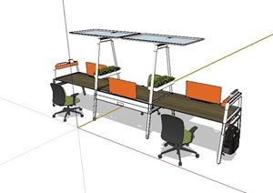 现代风格经典的办公桌椅SU(草图大师)模型