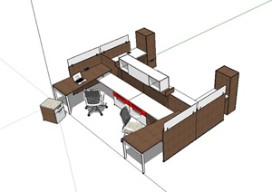 办公桌椅设计SU(草图大师)模型