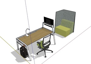某室内办公桌椅详细设计SU(草图大师)模型