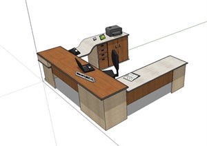 某完整的室内办公桌椅SU(草图大师)模型