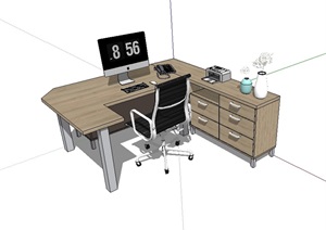 简约室内办公桌椅设计SU(草图大师)模型