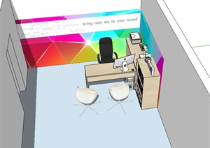 办公桌椅详细独特设计SU(草图大师)模型