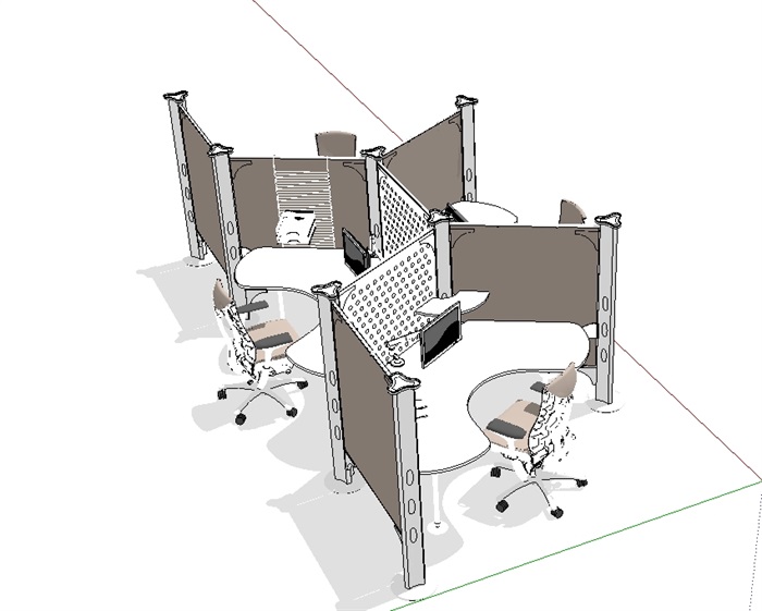办公室内桌椅su模型(2)