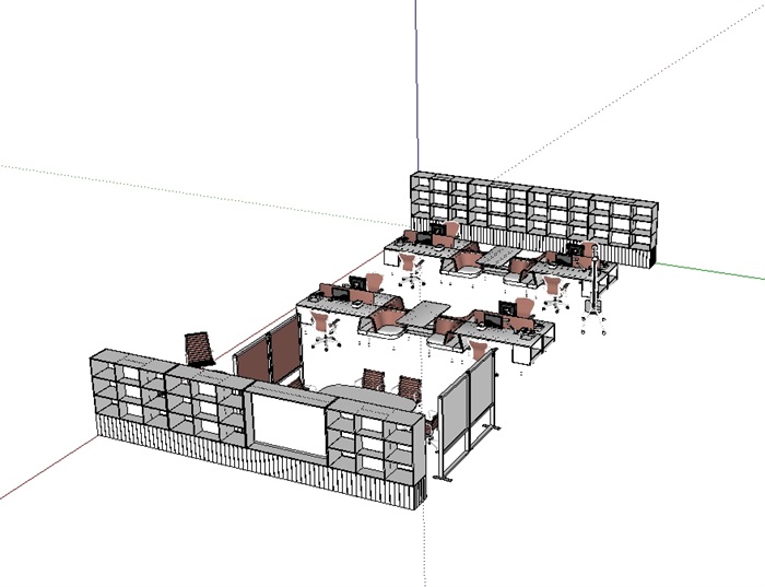 办公桌椅多个组合设计su模型(2)